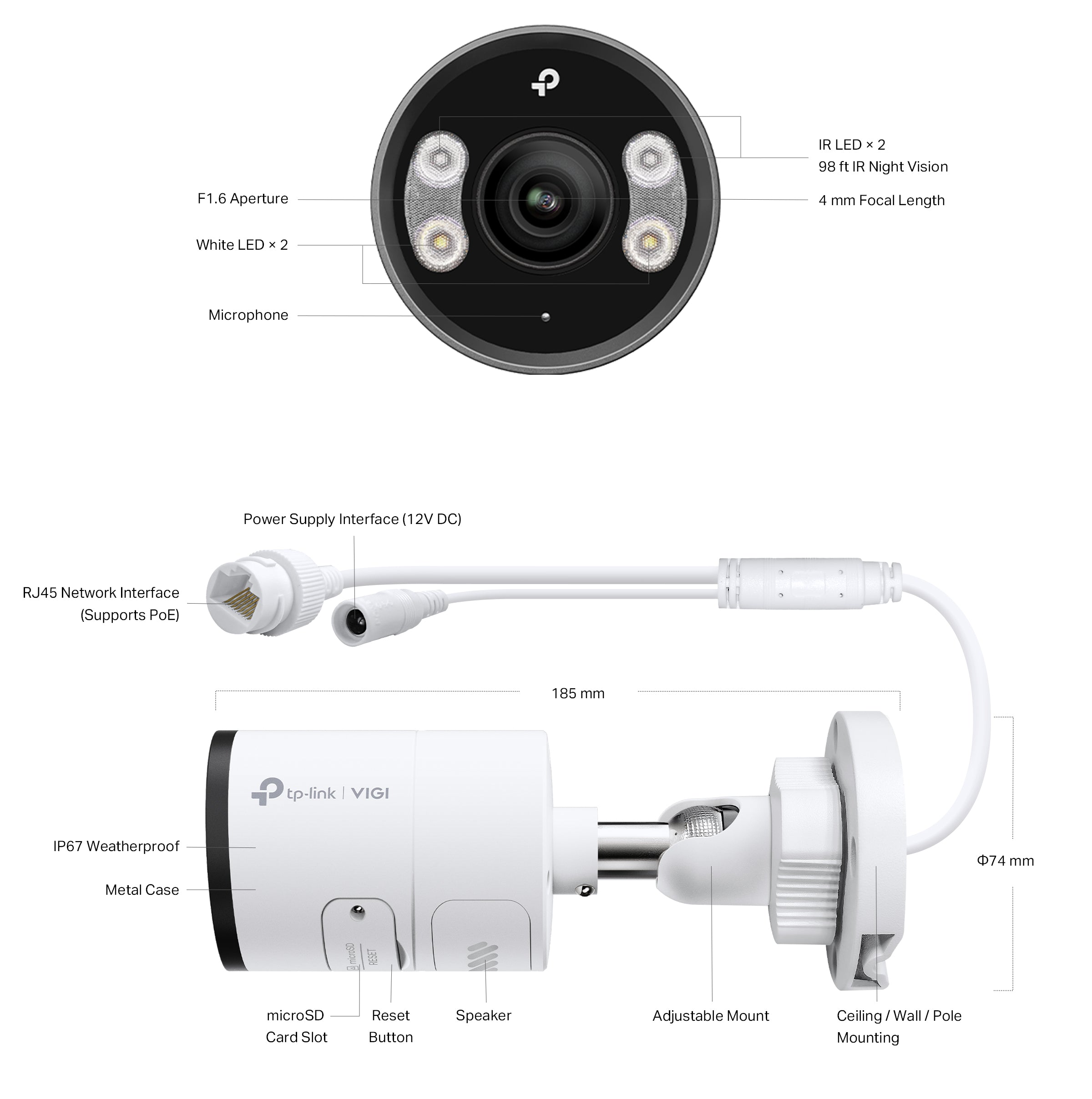 TP-Link VIGI C385 8MP 4K Ultra HD Outdoor Full-Color Bullet Network Wired CCTV Camera | 2-Way Audio | Smart IR | Waterproof IP67 | Smart Detection TP-Link VIGI C385 8MP 4K Ultra HD Outdoor Full-Color Bullet Network Wired CCTV Camera | 2-Way Audio | Smart IR | Waterproof IP67 | Smart Detection